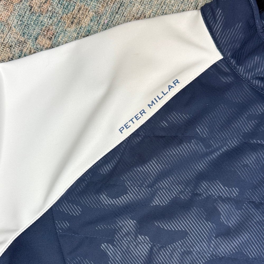 Peter Millar Performance Golf Jacket XL Navy White Full Zip Lightweight Athletic - Picture 3 of 12